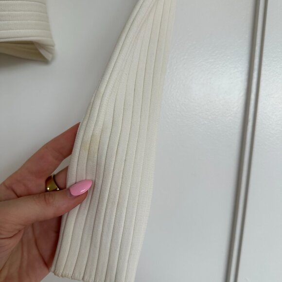 Tibi Decollete Rib Knit Wrap Sweater Long Sleeves Open Back Cut-out White Sz XS - Picture 8 of 10